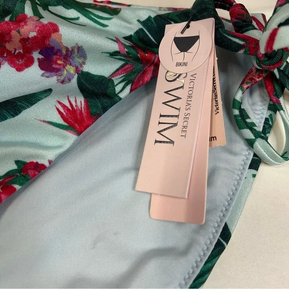 NEW Victorias Secret Size Medium Bikini Bottoms Floral Green Blue Pink 72A #1722 - Picture 7 of 7